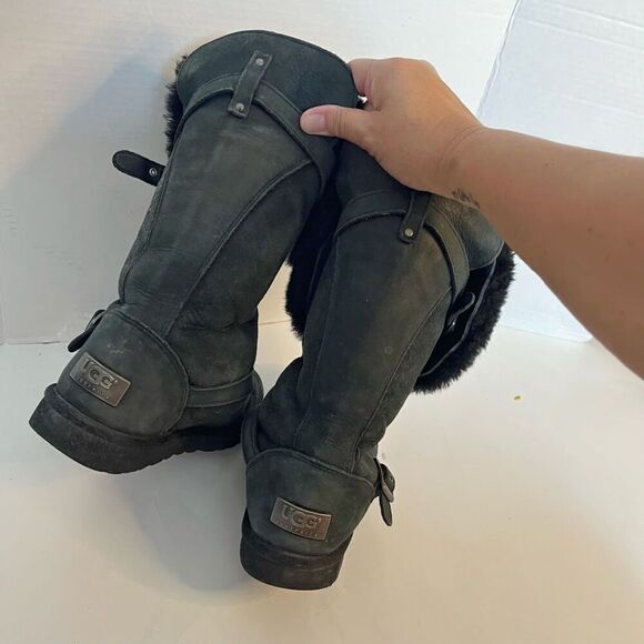 UGG 1003189 Ciera Tall Convertible Bucket Suede Sheepskin Leather Riding Boots - Picture 4 of 12